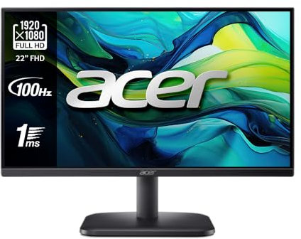 acer EK220Q H3 - Monitor 21.5 Full HD 100 Hz (55 cm, 1920x1080, 16:9, 250 Nits, Tiempo de Respuesta 1ms VRB, AMD FreeSync, ZeroFrame, 1xVGA/1xHDMI) Monitor PC, Color Negro