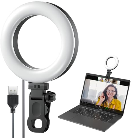 Meyin Ring Light Clip sur Moniteur d'ordinateur Portable, éclairage de vidéoconférence pour Le Travail à Distance/appels Zoom/autodiffusion/Diffusion en Direct/Enregistrement vidéo/TikTok