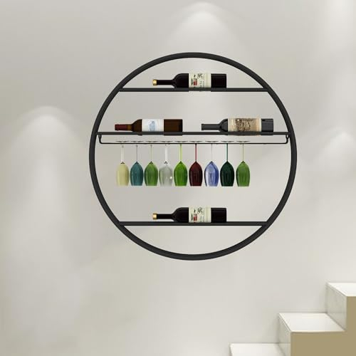 Metall-Weinregal zur Wandmontage, Barregale mit Weinglashalter, Likörregal, Minibar, Glasregale, hängendes Weinregal, Whiskey-Regal, Wand-Barschrank, Wand-Weinaufbewahrungs-Präsentationsregal für Zuh
