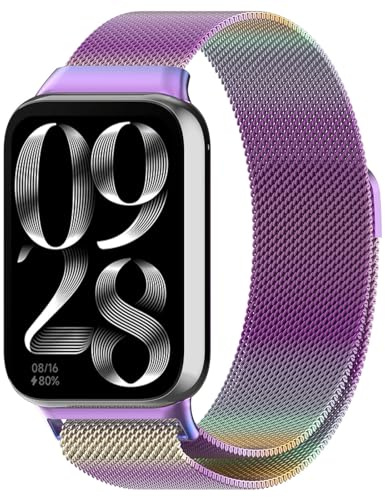 SUGARJAR Metallarmband kompatibelt med Xiaomi Smart Band 9 Pro/Mi Band 8 Pro/Redmi Watch 4, magnetiskt ersättningsarmband för Xiaomi Smart Band 9 Pro/Mi Band 8 Pro/Redmi Watch 4 för kvinnor och män