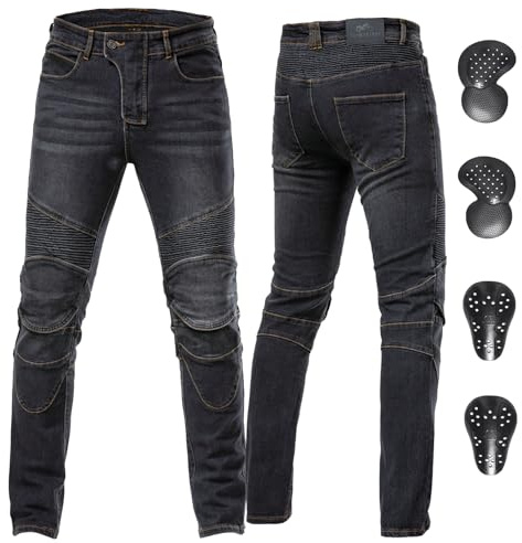 ForMTRider Motorradhose Herren, CE Level 2 Protektoren & Schutzjeans | EN1621-1 Waben-Protektoren, kälteflexibel, atmungsaktiv & abnehmbar, Stretch-Denim, All-Season, für Alltag & Touren
