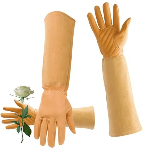 Shenrongtong Lange Gartenhandschuhe,Lange Gartenhandschuhe Damen - Rosenhandschuh | Dornenfeste Handschuhe, langärmelige Gartenarbeit, pannensichere Handschuhe mit Unterarmschutz für Damen