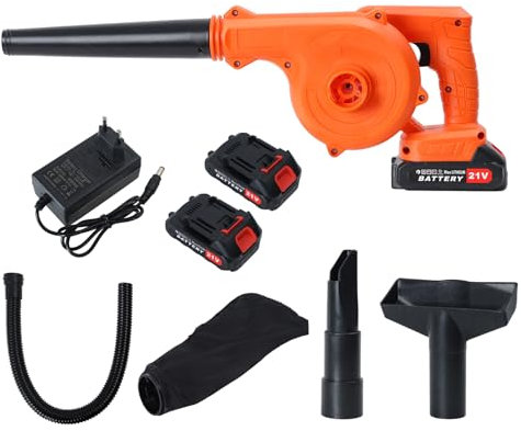 Mini aspiradora 2 en 1 y soplador de hojas eléctrico inalámbrico, motor de 130 MPH de 21 V, soplador de hojas a pilas para el cuidado del césped, aspiradora inalámbrica para casa, coche