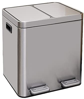 Pattumiera per rifiuti e riciclaggio Bidoni per rifiuti classificati da 28 l Cucina domestica Acciaio inossidabile Grande capacità Commerciale Pedale con coperchio Pattum(