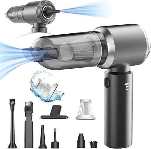 Draadloze handstofzuiger, krachtig, 26.000 Pa, 4-in-1, draagbare autostofzuiger, stofzuiger en Blazer met borstelloze Motor, USB C mini krachtige stofzuiger voor Auto, huis, kantoor, huishaar