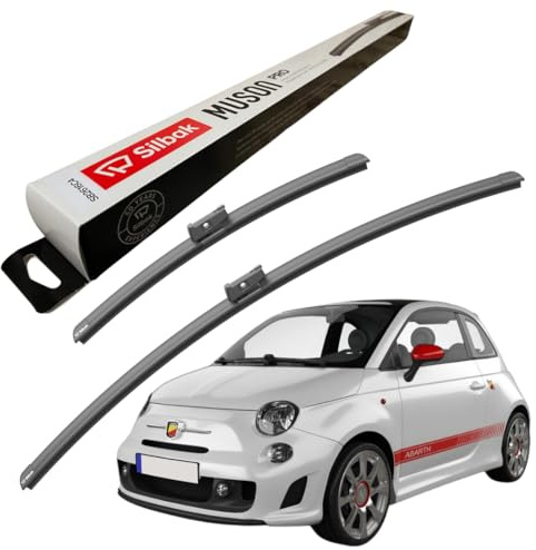 Silbak Windscreen Wipers, fits for ABARTH (FIAT) 500 (08/2008 ONWARDS) Front Wiper Blades, 600mm/350mm