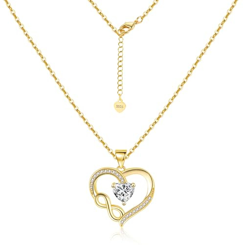 ASH'S CHOICE Collier Doré Pendentif Coeur Infini Zircone Chaîne Femme