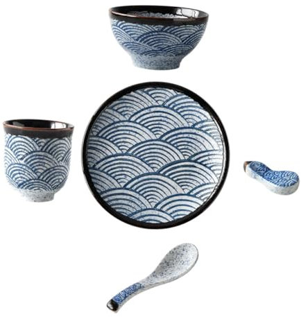 PRETYZOOM Elegante Set Di Stoviglie Da Tavola Da 5 Pezzi Set Di Tazze in Ceramica Ciotole Per Zuppa E Cucchiai