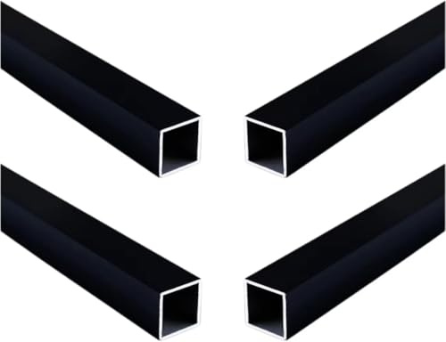 Coavoo 4Pcs Aluminium Square Tubing Tube Black Color 15mm x 15mm x 1mm Wall Thickness 400mm Length，0.6 x 0.6 x 0.04 x 15.75 (APPR)