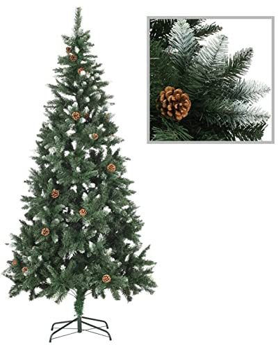 ShGaxin Konstgjord julgran med pi?as och glitter, julträddekorationer, konstgjord gran, julgran, vit 210 cm