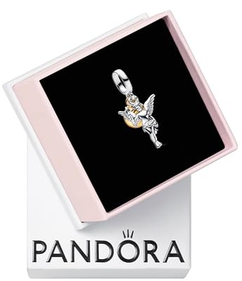 PANDORA Moments Amor Charm-Anhänger aus Sterling Silber mit vergoldeter Metalllegierung, Kompatibel Moments und ME, 763663C00