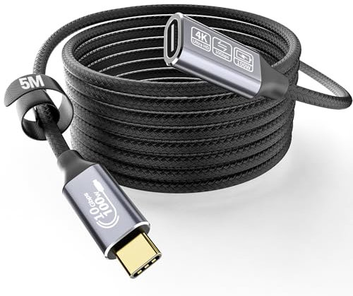 CAKOBLE cavo prolunga usb c 5 metri,10Gbps 100W 4K@144Hz cavo usb type-c maschio femmina Cavo Prolunga Tipo C Compatibile per iPhone 16/15 Pro Max, MacBook Pro/Air XPS 15 Galaxy S24 S23