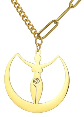 EUEAVAN Collana della Dea Celtica della Fertilità Spirale Dea Fertilità Collana Dea Tripla Luna Ciondolo Pagano Wiccan Magia Amuleto Gioielli Regalo per le donne Madre