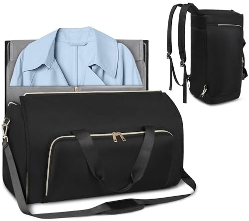 2-in-1 Dufle-Kleidersack – großer Anzug für Herren – wandelbarer Anzug für Reisen für Damen und Herren – faltbarer Rucksack für Reisen, Schwarz , Refer to description, Uni