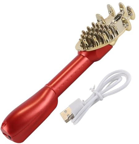 Laroal Rascador De Espalda Eléctrico Extensible De 45 Cm, Eficaz para Aliviar La Picazón, Masajeador para El Cuerpo Y La Espalda, Ideal para Viajes En Casa, Color Rojo