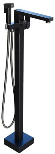 Fontana a colonna d'acqua da esterno in acciaio inox con doppia uscita e supporto per tubo flessibile, decorazione moderna da giardino per terrazze e cortili (nero)