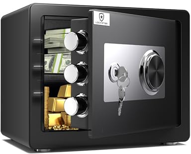 EXTRALINK Tresor für Zuhause – Safe mit Mechanischem Verschlusssystem, Kompakt ohne Batterien, Zahlencode & Notschlüssel, Einbruchhemmend, Stoßfest, Wandmontage möglich