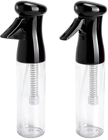FIUTEKO 2 Piezas Botella Pulverizadora Ultrafina, Pulverizadores Continuos, Spray Bottle Antigoteo de 300ml, Pulverizador de Agua, spray bottle para Cabello, Plantas y Limpieza, Negro y Blanco