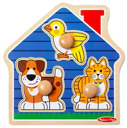 Melissa & Doug Steckpuzzle aus Holz mit großem Knauf - Haustiere
