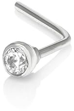 Mia Gioielli - Piercing Diamante - Orecchino Naso Oro 18k (750) Bianco con Brillante 0.02 carati - stile Cipollina Classico - Anallergico Donna - F-05518-0B00