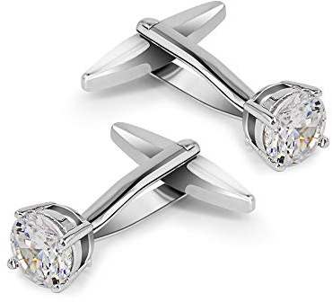 Mr Van Crystal Cufflinks, White Crystal Cufflinks Glimmering Cuff Links Set for Mens Business Wedding Party Gift Elegant Style