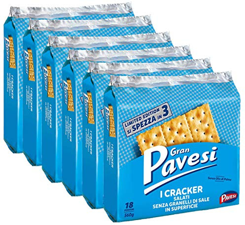 6x Gran Pavesi Crackers 560g No Salt!