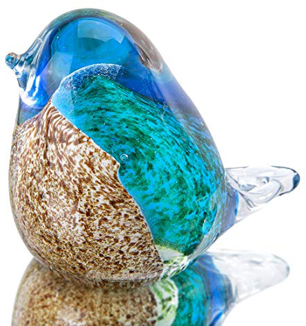 H&D Hyaline&Dora H&D Moderne Glasskulptur Kreative Skulptur Deko Skulptur Tier Skulptur aus Glas Blauer Beige Vogel