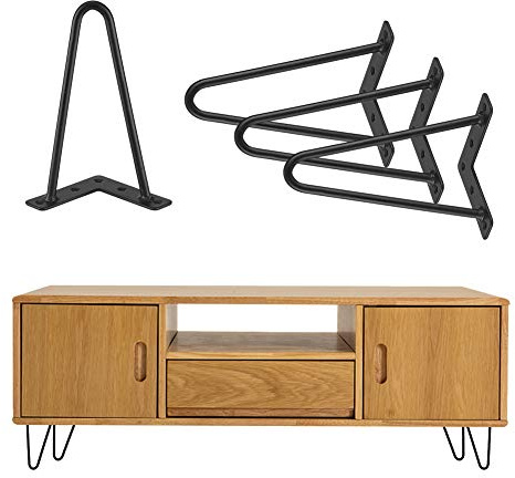 Greensen 4 Stück Haarnadel Tischbeine Möbelfüße Metall Tischgestell Haarnadelbeine Möbelbein Austauschbare Möbelfüße für Esstisch Couchtisch Schreibtisch Arbeitstisch Durchmesser (20 cm)