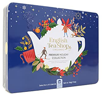 English Tea Shop Organic Premium Holiday Collection North Star Blue Gift Tin 36 Tea Bag Sachets - 6 Different Flavours