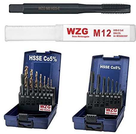 Einzelne Gewindebohrer oder Gewindebohrer Set Satz Metrisch M3, M4, M5, M6, M8, M10, M12, (bitte Größe in der Auswahlliste wählen) Größe: M 8 HSS E Co5% mit Tülle