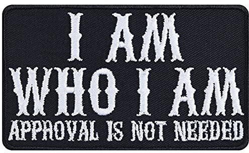 I am who I on patch I Am I Am I Am I Am I Am I Am I Amning Biker Patch Heavy Metal strykbilder Rocker Sticker present för män/kvinnor DIY applikation för jacka/väst/jeans/kåpa 85 x 50 mm