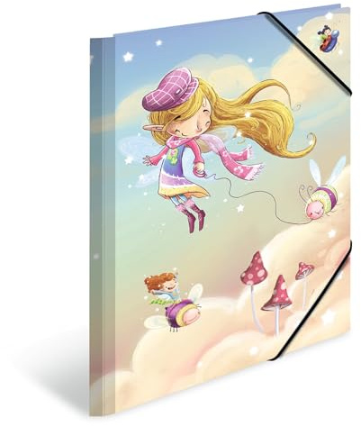 HERMA Sammelmappen A3 Feen Set, 3 Stück, Eckspanner-Mappen aus Pappe mit Kindergarten Motiv, Gummizug, Innenklappen und Innendruck für Jungen, Mädchen und Kinder