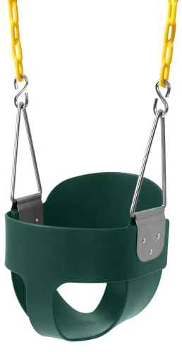 High Back Full Bucket Toddler Swing Seat with Yellow Coated Chains Fully Assembled Baby Swing Set Accessories