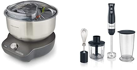 Morphy Richards 400520 MixStar The Easy To Use, Easy To Store, Space Saving Innovative Stand Mixer Stainless Steel & 402061 Total Control Hand Blender, Grey