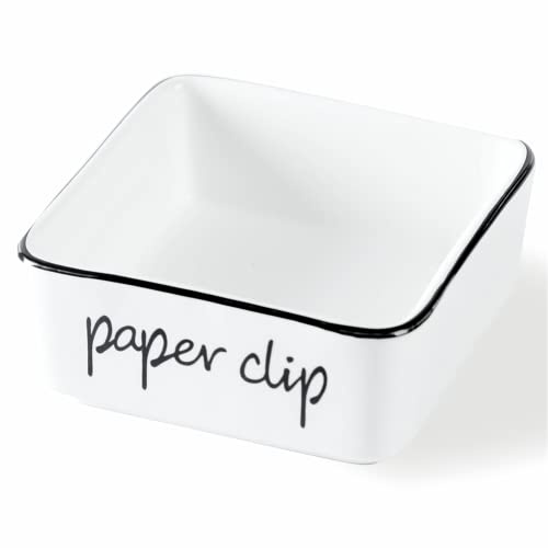 ONTUBE Ceramic Farmhouse Paper Clip Holders for Desk 3.3 Inch, White