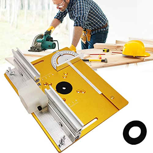 Set 3 Inserti Per Router, Tavolo Per Router Lega Alluminio Flip Board Macchina Taglio Incisione Strumento Ausiliario Con Mitre Gauge Tavolo Sega Per Lavorazione Legno Banchi Router Accessori Giallo