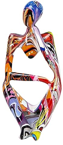 Modern tänkare skulptur, färgglad stor tänkarfigur, kreativ graffiti, abstrakt konsthart, staty, minimalistisk konst för sovrum, kontor och vardagsrum dekoration