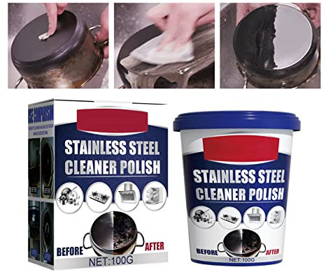 Stainless Steel Cleaning Paste, Rust Removal For Metal, Stainless Steel Cleaner and Polish, Cleaning Paste for Pots and Pans, Cleaning Oil Stains Scale, Stainless Steel Cleaning Powder (1Pcs)