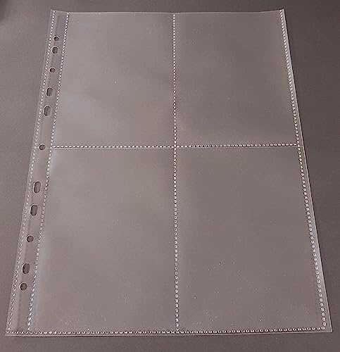 PS-Handelshaus A4 Sammelhüllen 4 Fächer (A6) für Karten, 120my, 10 St. | Ideal für Postkarten & Fotos, Prospekthülle mit Abheftrand, Robuste Klarsichthülle für Alben, Dokumentenecht, Recycelbar