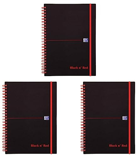 Black n' Red A5 Twinwire Poly Cover Notebook - Black/Red (Pack of 3)