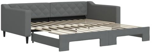 vidaXL Tagesbett Ausziehbar Dunkelgrau 100x200 cm Stoff