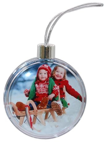 Weihnachtskugel, runde Dekoration, Foto, Bild, Ornament, mittelgroß, transparent (silberne Kappe und Schnur) – ideal für Weihnachtsgeschenke, Strumpffüller oder Kunst und Handwerk (rund)