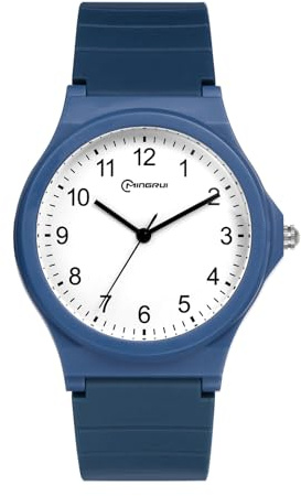 JewelryWe - Orologio da Polso in Silicone da Ragazzi Orologio Analogico al Quarzo Regalo per Donna Colore Blu