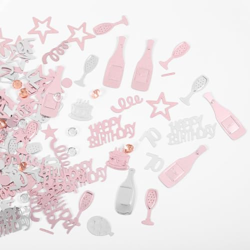 CIGTSICO Rose Gold 70th Birthday Confetti, 300 Pcs, PVC Material, Perfect for Table Decorations, Gift Bags, Invitations, Cake Stands