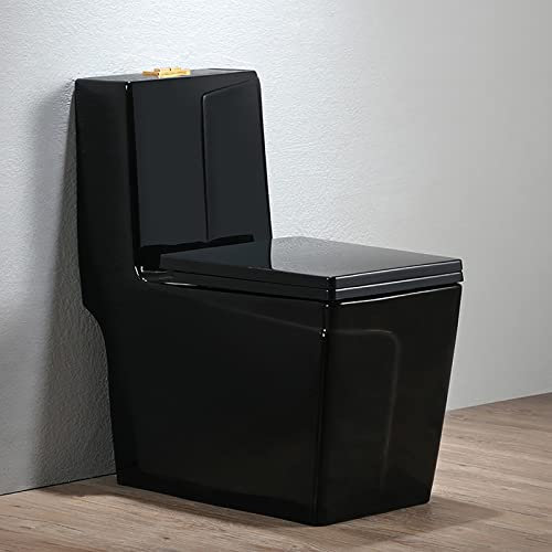 DLAZUM Inodoro Inteligente Negro Inodoro con Bidé Silencioso Altura Cómoda Inodoro Inteligente Alargado De Una Pieza Inodoro Súper Sifónico (C 690X390X740 Mm)