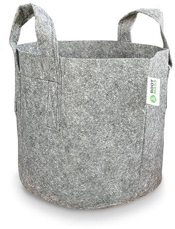 Growcery 5 Pack Fabric Plant Growing Bags, 8L, 12L, 16L, 20L Nonwoven Fabric Breathable Grow Bags Heavy Duty Thickened Root Aeration Garden Pots with Strap Handles, for Flowers and Vegetables (16L)