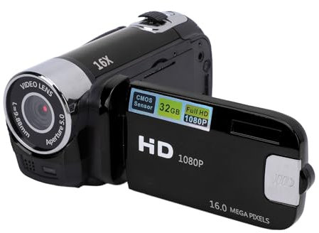 Caméscope à Zoom Numérique 16MP 1080P 16x, Caméscope D'Enregistrement Vidéo en Boucle de Lumière de Remplissage D'écran Couleur de 2,4 Pouces pour Les Voyages, Enregistrement de