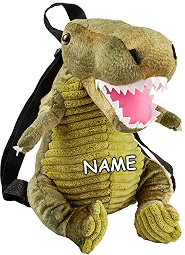 alles-meine.de GmbH 3D Plüsch Kinderrucksack Design wählbar Dinosaurier - inkl. Name - Plüschrucksack Rucksack & Kuscheltier Plüschtier für Kinder & Erwachsene - Kindergarten..