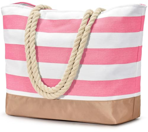 oscaurt Strandtasche Tote Bag mit Reißverschluss Große Shopper Tasche Wasserdicht Badetasche Reisetasche Damen Handtasche Umhängetasche Geschenke für Frauen