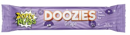 Dopey Heads | Doozies | Sour Chewy and Stretchy Bar | Grape | Sour Doozies | HALAL | Vagetarian | Grape Bar | Chewy and Stretchy | 20g (0.71oz) Each | Pack of 24 | Weight 480g